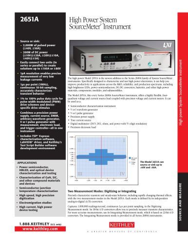 High Power System SourceMeter® Instrument