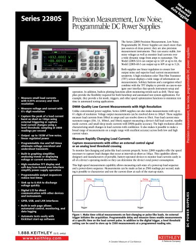 Series 2280S  Precision Measurement, Low Noise, Programmable DC Power Supplies