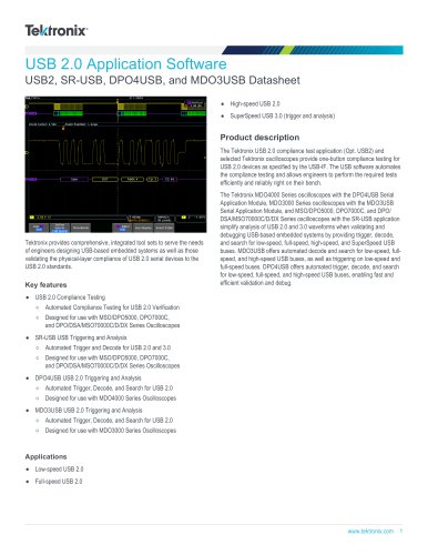 USB2, SR-USB, DPO4USB, and MDO3USB Datasheet