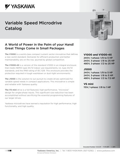 Catalog for VS mini, J1000, V1000, and V1000-4X Microdrives