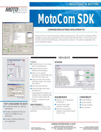 Motoman MotoCom SDK Communication Software Development Kit