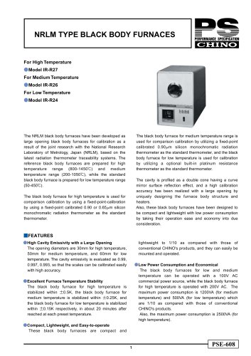 NRLM Type Blackbody Furnace IR-R24/26/27