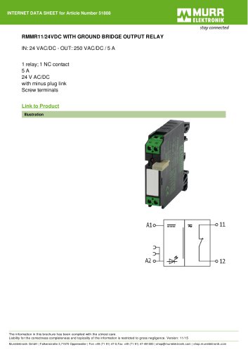 RMMR11/24VDC WITH GROUND BRIDGE OUTPUT RELAY