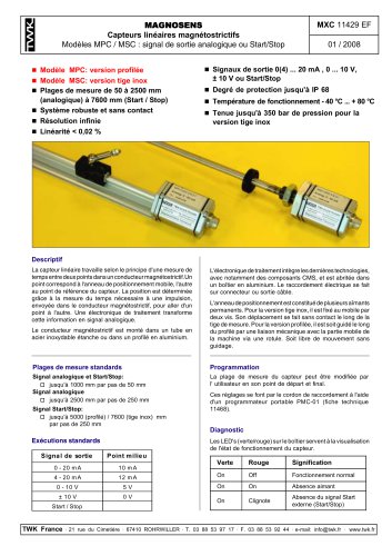 Capteur de déplacement magnétostrictif MPC