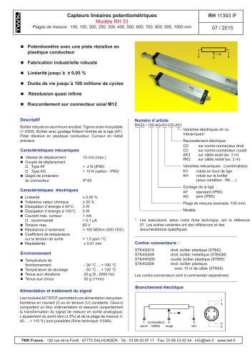 Capteur de déplacement potentiométrique RH33