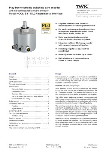 Switching cam encoder NOCI79/S3 SIL2