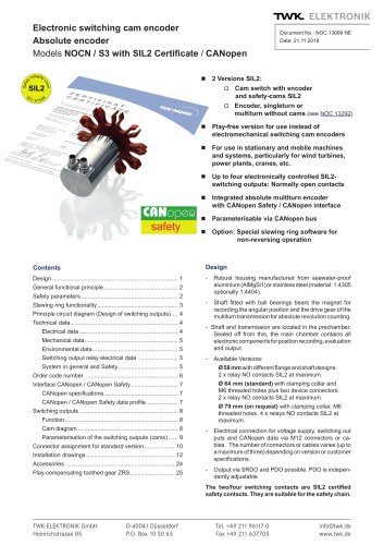 Switching cam encoder NOCN/S3 SIL2/PLd