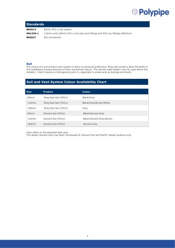 Soil and Vent Product Selection & Standards