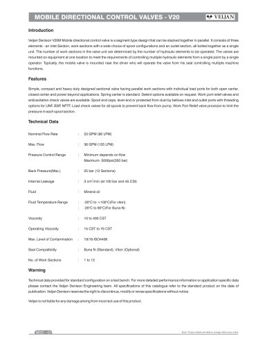 MOBILE DIRECTIONAL CONTROL VALVES - V20