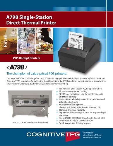 A798 Single-Station Direct Thermal Printer