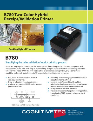 B780 Two-Color Hybrid Receipt/Validation Printer