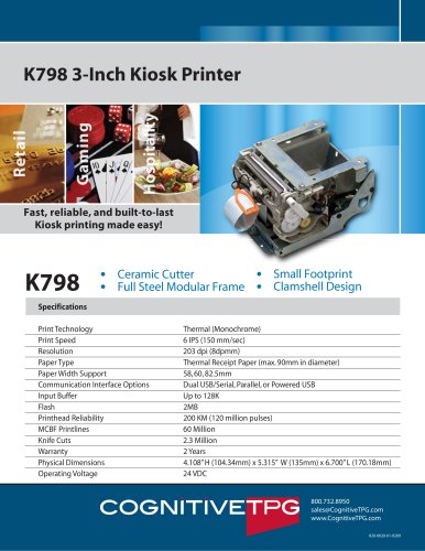 K798 3-Inch Kiosk Printer