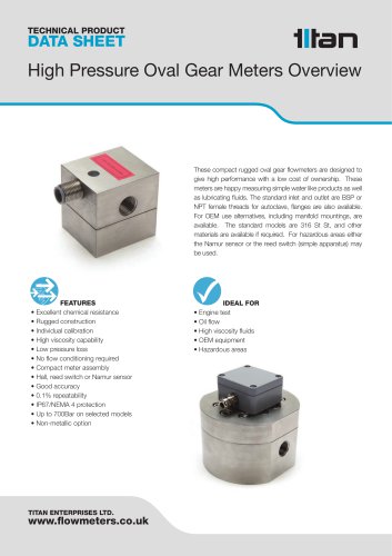 High Pressure Oval Gear Meters Overview 2021