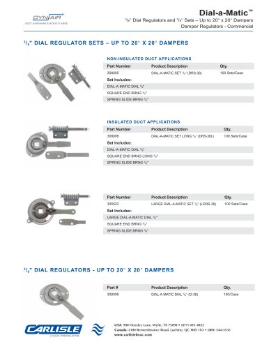 Dial-a-Matic™ 3 /8" Dial Regulators and 3 /8" Sets – Up to 20" x 20" Dampers