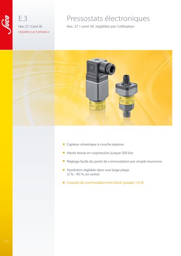 E.3 Pressostats électroniques hex. 27 and carré 30, réglables par l‘utilisateur