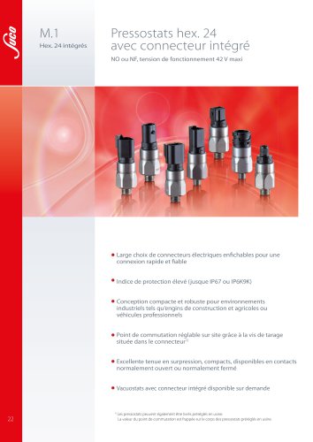 M.1 Pressostats hex. 24 avec connecteur intégré
