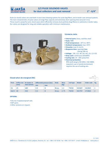 2/2 PULSE SOLENOID VALVES