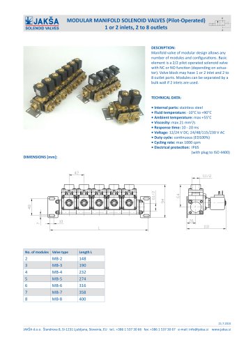 MODULAR MANIFOLD SOLENOID VALVE