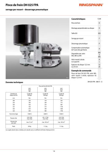 Fiche technique DH 025 FPA