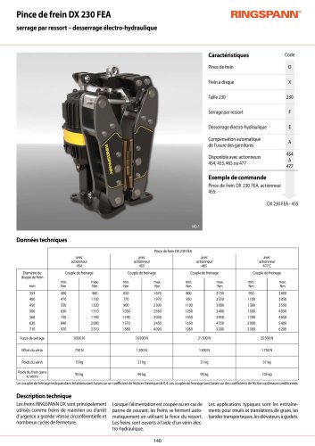 Fiche technique DX 230 FEA