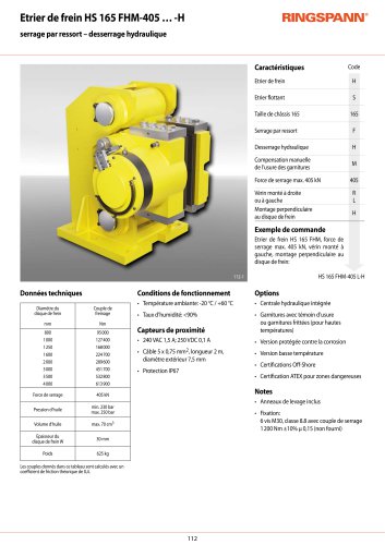 Fiche technique HS 165 FHM-405 … -H
