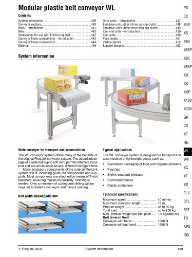 Modular plastic belt conveyor WL