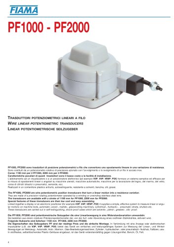 PF1000 PF2000 Wire linear potentiometric transducers