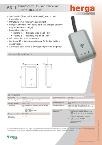 6311 Bluetooth® Housed Receiver