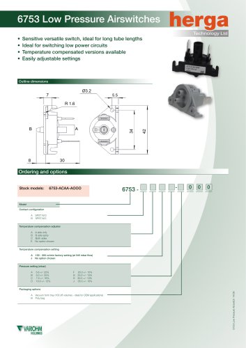 6753 Low Pressure Air Switch