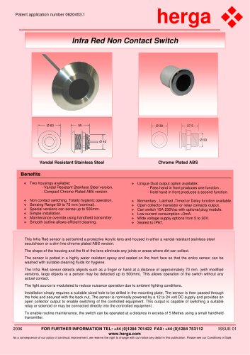 Infra Red Non Contact Switch