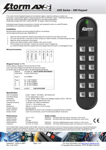 AXS Series – S60 Keypad 