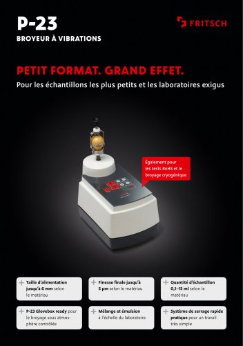 P-23 Broyeur &agrave; Vibrations - fiche de mod&egrave;le | P-23 Glove Box