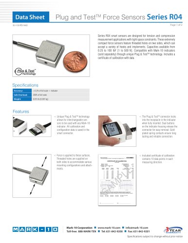 Plug and TestTM Force Sensors Series R04