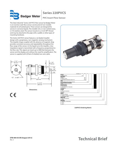 220PVCS Series Insert Flow Sensor