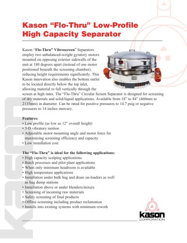 Kason "Flo-Thru" Low-Profile High Capacity Separator