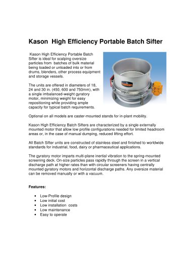 Kason High Efficiency Portable Batch Sifter