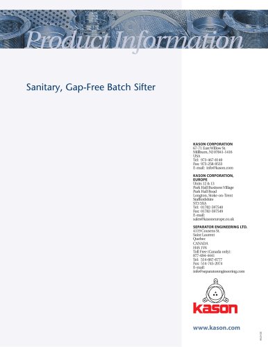 Sanitary, Gap-Free Batch Sifter