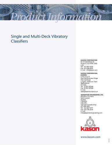 Single and Multi-Deck Vibratory Classifiers