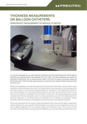 Thickness Measurements on Balloon Catheters - Noncontact Measurements of Medical Plastics