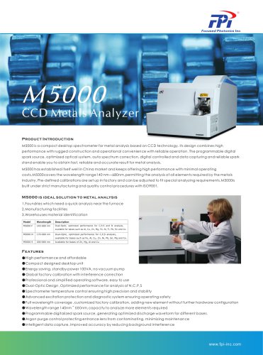 FPI M-5000 CCD Metals Analyzer  Fe, Al, Cu, Zn, Ni, Ti, Mg, Sn, Pb and Co