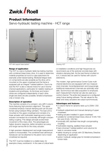 Product Information Servo-hydraulic testing machine - HCT range