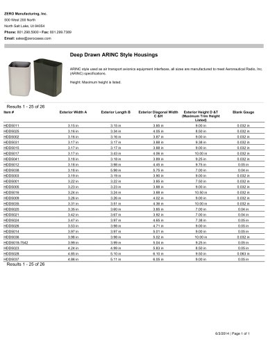 Deep Drawn ARINC Style Housings