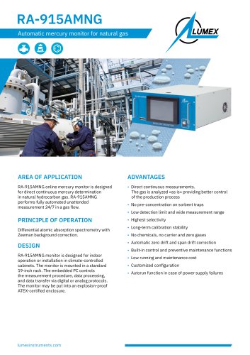 Automatic mercury monitor for natural gas RA-915 AMNG