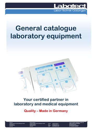 Labotect General Catalogue Laboratory Equipment