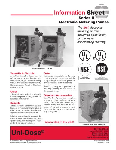 Unidose Series U Electronic Metering Pumps Information Sheet