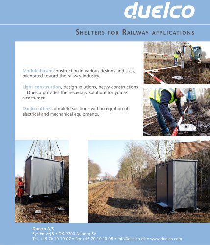 Duelco flyer Shelters for Railway applications.