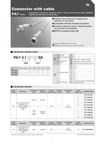 PA7 Series Quick-lock Connector with Cable