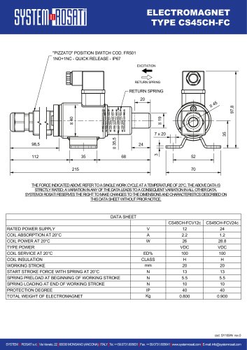 TDS - Linear electromagnet type CS 45 CH-FC