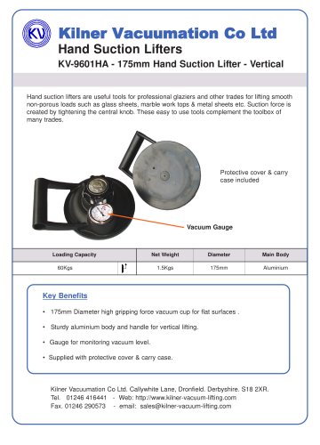 KV-9601HA 175mm Hand Suction Lifter