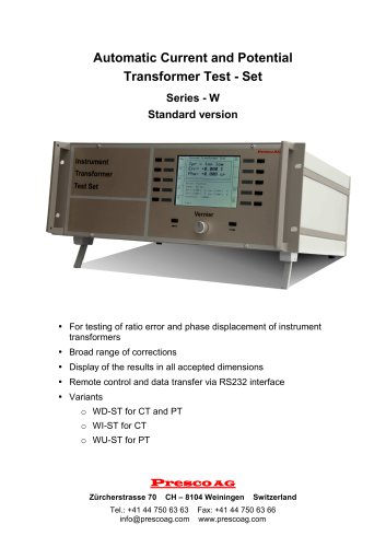 W Series - Automatic Current and Potential  Transformer Test